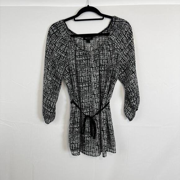 AB Studio Women's Black and White Printed Tunic Top L Made in USA, Retro y2k - Picture 1 of 8
